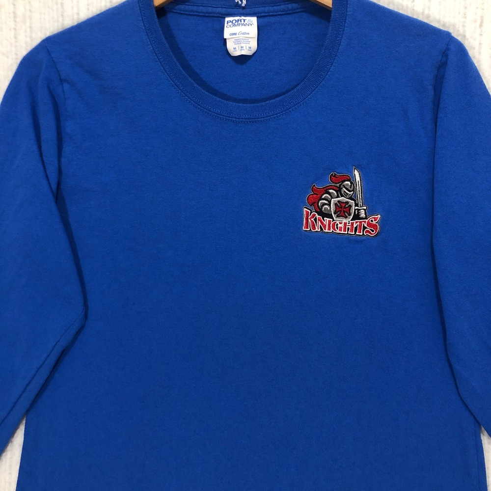 Port & Company Ladies Knights Embroidered Long Sleeve Cotton Tee Royal Blue M